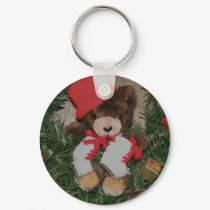 Bear On Wreath Christmas Holiday Keychain by SmilinEyesTreasures Bear On Wreath Christmas Holiday Keychain