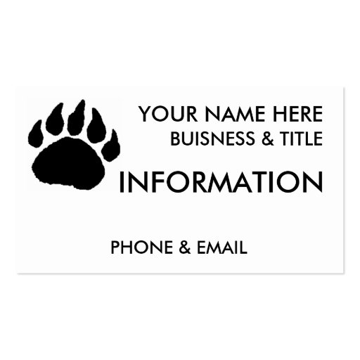 Bear Paw Buisness Cards Business Cards (front side)