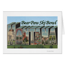 Bear Paw Ski Bowl, Montana - Large Letter Scenes Greeting Card