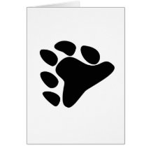 BEAR PAW SYMBOL BLACK GREETING CARD