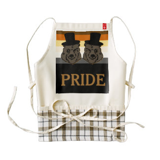 Bear Pride Black Gold Heart Apron with Gay Grooms