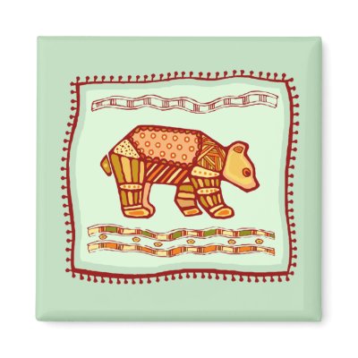 Bear Quilt Refrigerator Magnets by LiveSimply