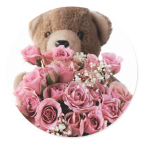 bear roses small stickers