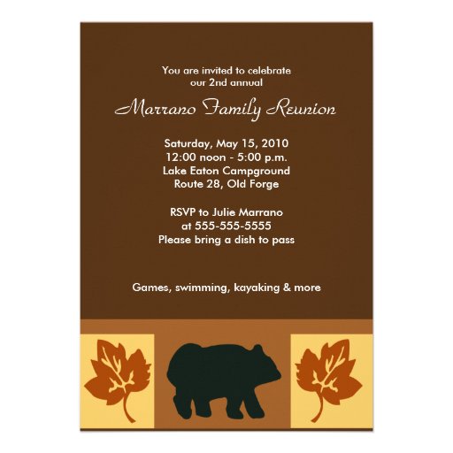 BEAR Rustic Lodge style 5x7 Party Invitation