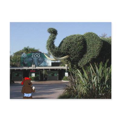 'Bear Visits Family' CA Postcard by Articyn