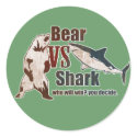 Bear vs. Shark. Who will win? you decide. stickers