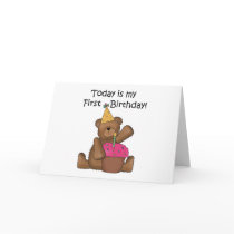 Bear with Cupcake 1st Birthday Tshirts and Gifts Greeting Card