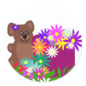 Bear with flowers in cup stickers by marcya7 Bear with flowers in cup stickers