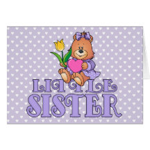 Bear with Heart Little Sister Greeting Card