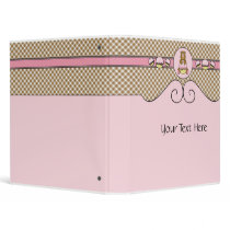 Bear With Pink Cupcake Brown Plaid Binder binders