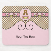 Bear With Pink Cupcake Brown Plaid Mousepad mousepads