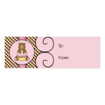 Bear With Pink Cupcake Color Swatches Gift Tags business cards