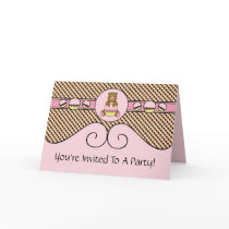 Bear With Pink Cupcake Color Swatches Invitation cards