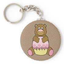 Bear With Pink Cupcake Color Swatches Keychain keychains