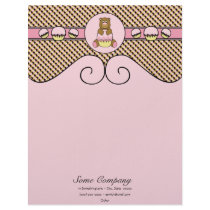 Bear With Pink Cupcake Color Swatches Letterhead letterhead