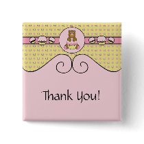 Bear With Pink Cupcake Cupcakes N' Swirls Button buttons