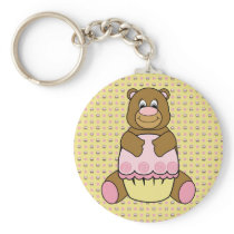 Bear With Pink Cupcake Cupcakes N' Swirls Keychain keychains
