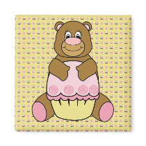 Bear With Pink Cupcake Cupcakes N' Swirls Magnet magnets