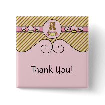 Bear With Pink Cupcake Diagonal Stripes Button buttons