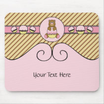Bear With Pink Cupcake Diagonal Stripes Mousepad mousepads