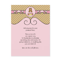 Bear With Pink Cupcake Diagonal Stripes Postcard postcards