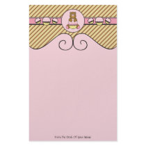 Bear With Pink Cupcake Diagonal Stripes Stationery stationery