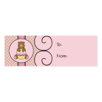 Bear With Pink Cupcake Diamonds Gift Tags business cards