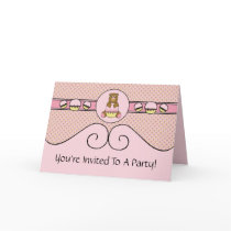 Bear With Pink Cupcake Diamonds Invitation Card cards