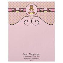 Bear With Pink Cupcake Diamonds Letterhead letterhead