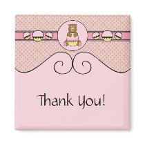 Bear With Pink Cupcake Diamonds Magnet magnets