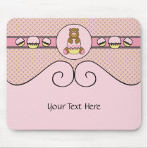 Bear With Pink Cupcake Diamonds Mousepad mousepads