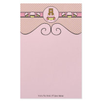 Bear With Pink Cupcake Diamonds Stationery stationery