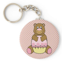 Bear With Pink Cupcake Dots Keychain keychains