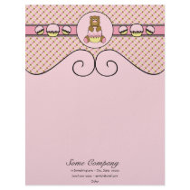 Bear With Pink Cupcake Dots Letterhead letterhead