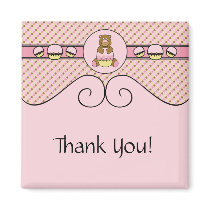 Bear With Pink Cupcake Dots Magnet magnets