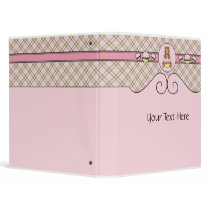 Bear With Pink Cupcake Pink Plaid Binder binders