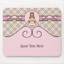 Bear With Pink Cupcake Pink Plaid Mousepad mousepads