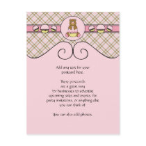 Bear With Pink Cupcake Pink Plaid Postcard postcards