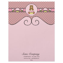 Bear With Pink Cupcake Pink Waffle Cone Letterhead letterhead