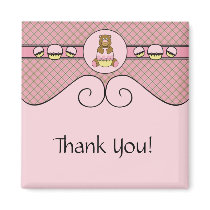 Bear With Pink Cupcake Pink Waffle Cone Magnet magnets