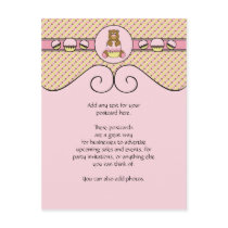Bear With Pink Cupcake Stripes N' Dots Postcard postcards