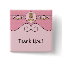 Bear With Pink Cupcake Swirls Button buttons