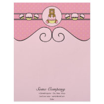 Bear With Pink Cupcake Swirls Letterhead letterhead