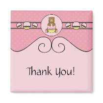 Bear With Pink Cupcake Swirls Magnet magnets