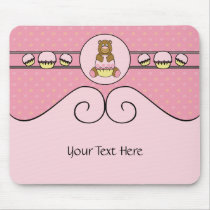 Bear With Pink Cupcake Swirls Mousepad mousepads