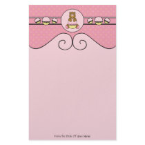 Bear With Pink Cupcake Swirls Stationery stationery