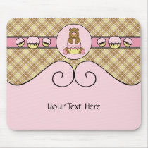 Bear With Pink Cupcake Vanilla Plaid Mousepad mousepads