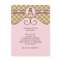 Bear With Pink Cupcake Vanilla Plaid Postcard postcards