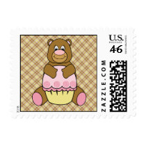 Bear With Pink Cupcake Vanilla Plaid Stamps stamps