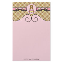 Bear With Pink Cupcake Vanilla Plaid Stationery stationery